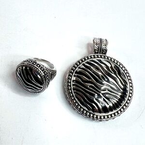 Premier Designs Zebra Stripe Pendant and Ring Set